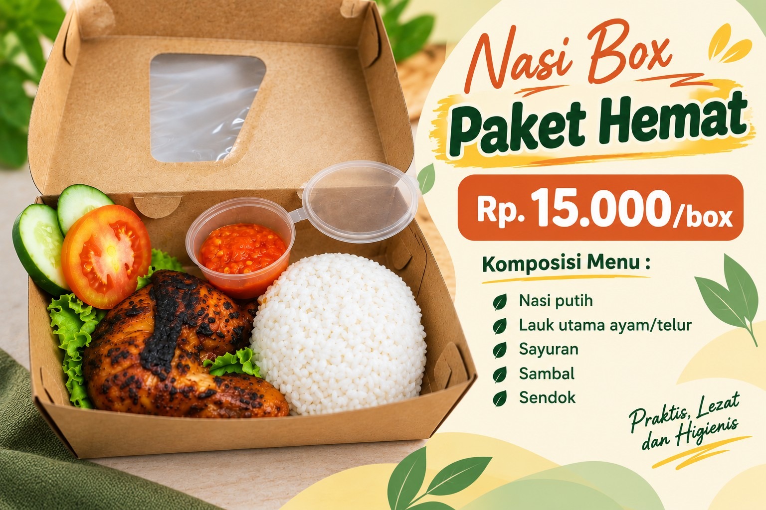 Paket Hemat Nasi Box Selvas Catering Rp15.000