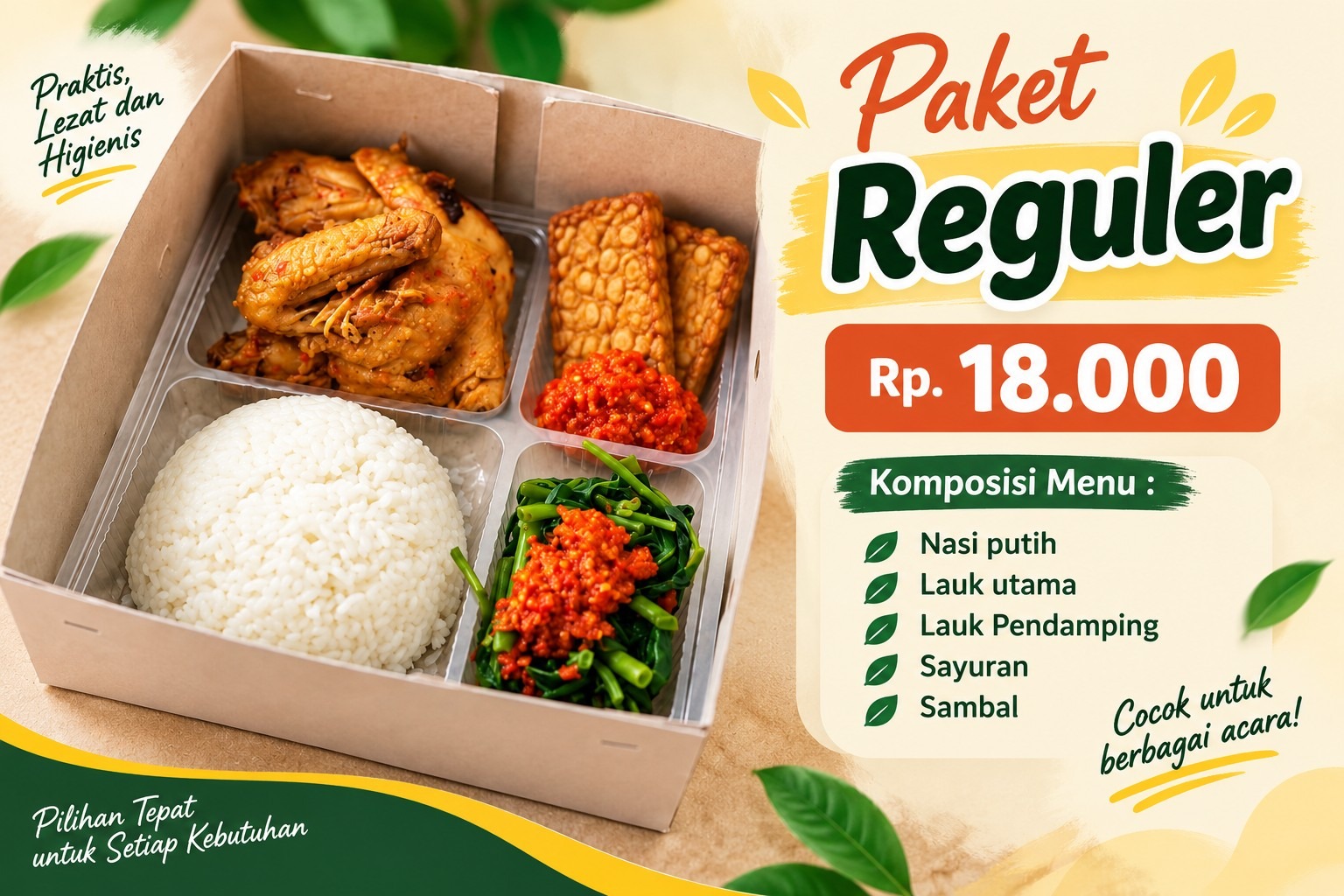 Paket Reguler Nasi Box Selvas Catering Rp18.000
