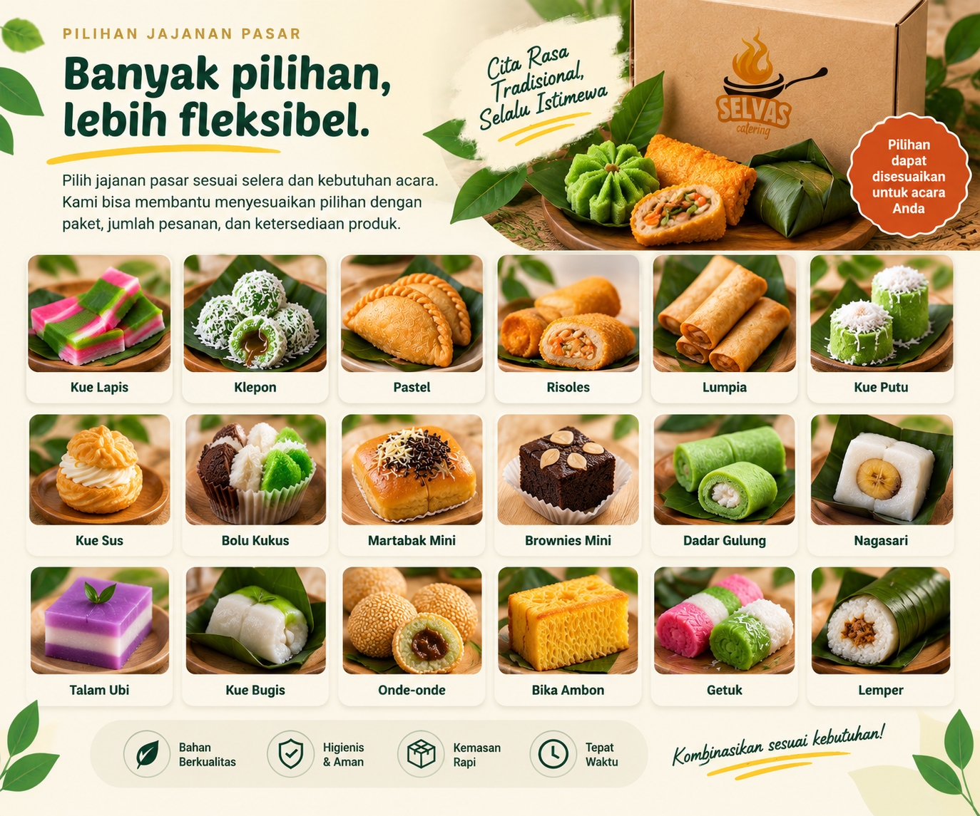 Pilihan jajanan pasar Selvas Catering