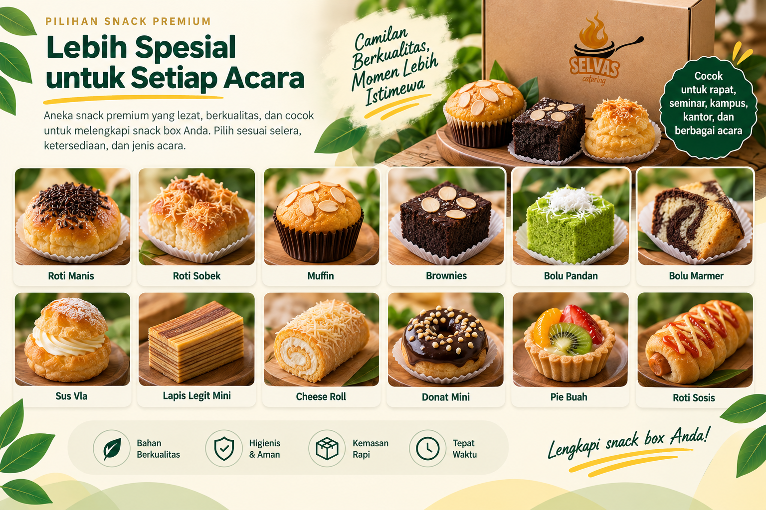 Pilihan snack premium Selvas Catering